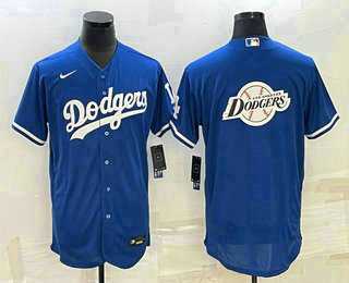 Mens Los Angeles Dodgers Big Logo Blue Flex Base Stitched Jersey